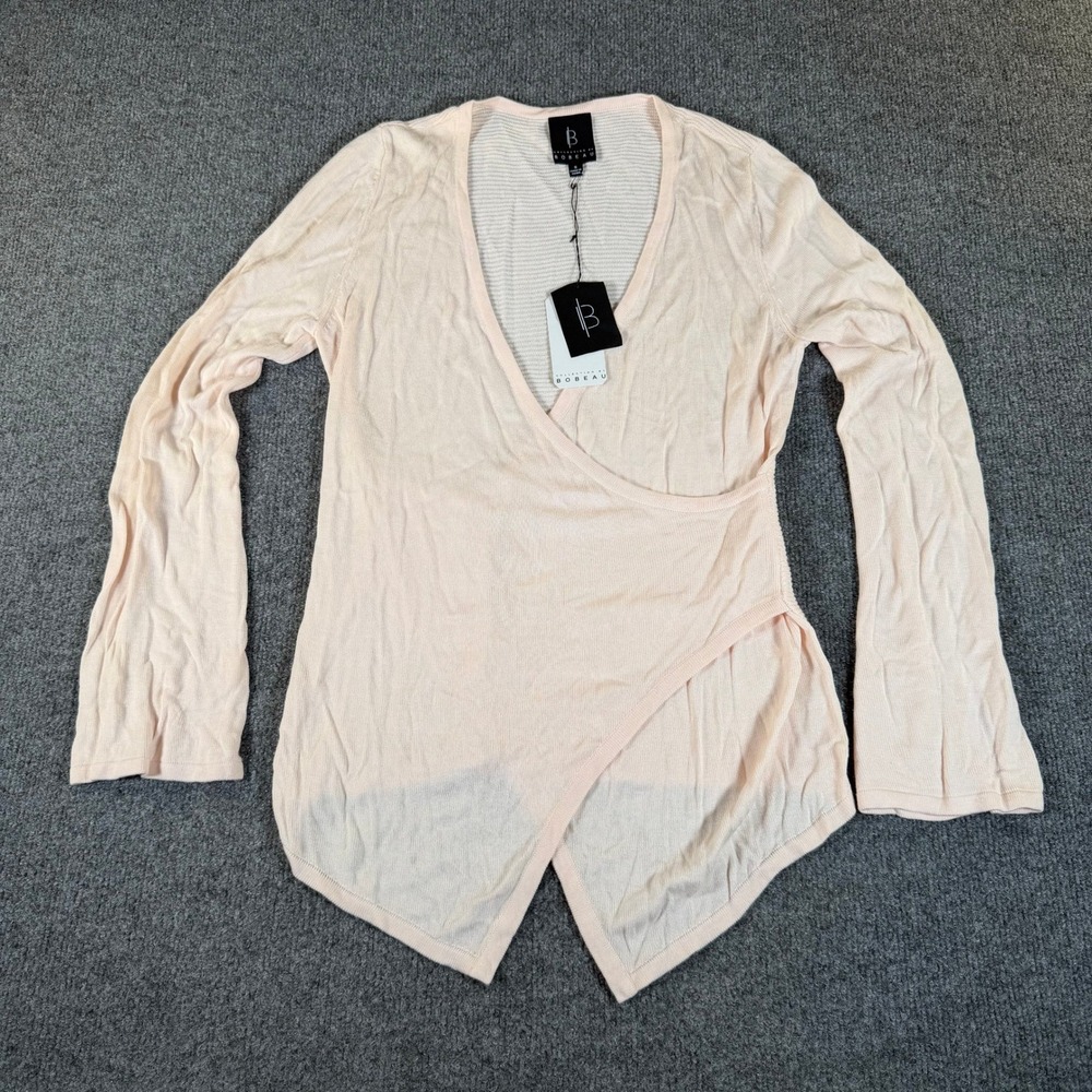 Bobeau Collection Faux‎ Wrap Tulip Hem Pullover Sweater Pink Womens Small NWT